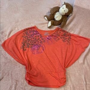 Y2K Orange Kids Top with Animal Print